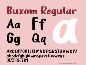 Buxom Regular Version 1.000 Font Sample