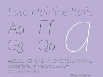 Lato-HairlineItalic Version 1.104; Western+Polish opensource Font Sample