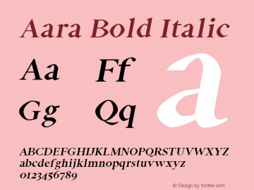 Aara Bold Italic Version 1.0图片样张