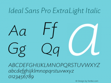 IdealSansPro-ExtraLightItalic Version 1.200 Pro图片样张