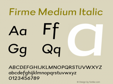 Firme-MediumItalic Version 1.200 Font Sample