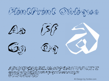 FlintPrint Oblique Rev. 003.000 Font Sample