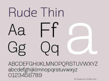Rude-Thin Version 1.000 Font Sample