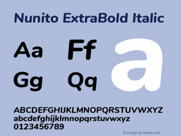 Nunito ExtraBold Italic Version 3.000图片样张