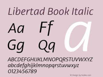 Libertad-BookItalic Version 1.000 Font Sample