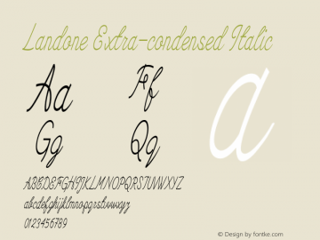 Landone-ExtracondensedItalic Version 1.000 Font Sample