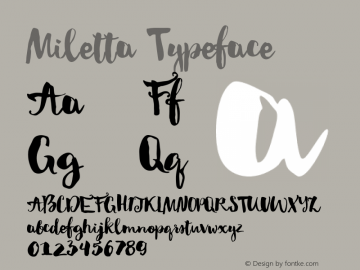 Miletta Typeface Version 1.001;PS 001.001;hotconv 1.0.70;makeotf.lib2.5.58329图片样张
