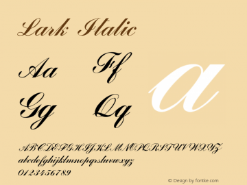 Lark-Italic Version 1.000 Font Sample