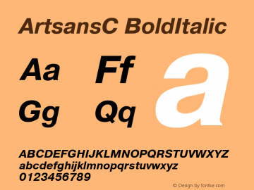 ArtsansC BoldItalic 1.100.000 Font Sample