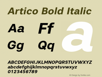 Artico Bold Italic Version 1.000图片样张