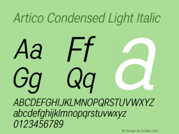 Artico Condensed Light Italic Version 1.000图片样张