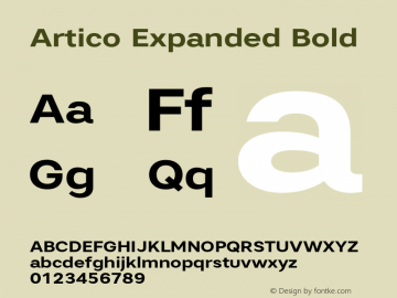Artico Expanded Bold Version 1.000 Font Sample