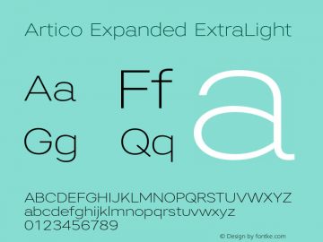 Artico Expanded ExtraLight Version 1.000图片样张