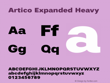 Artico Expanded Heavy Version 1.000 Font Sample