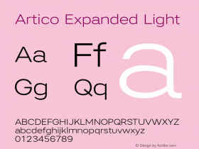 Artico Expanded Light Version 1.000 Font Sample