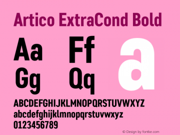 Artico ExtraCond Bold Version 1.000 Font Sample