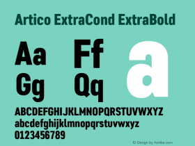 Artico ExtraCond ExtraBold Version 1.000 Font Sample