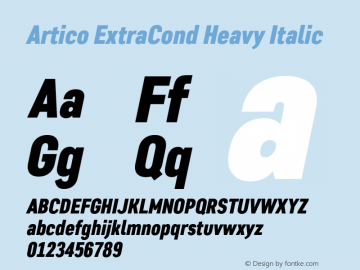 Artico ExtraCond Heavy Italic Version 1.000图片样张