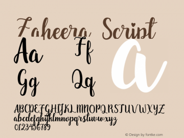 Zaheera  Font Sample