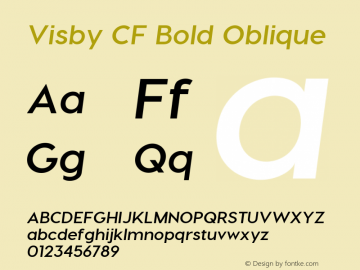 Visby CF Bold Italic Version 2.03300 Font Sample