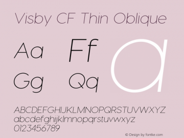 Visby CF Thin Italic Version 2.03300 Font Sample