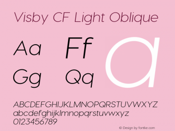 Visby CF Light Italic Version 2.03300 Font Sample