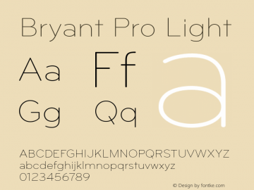 BryantPro-Light Version 1.000 2005 initial release图片样张