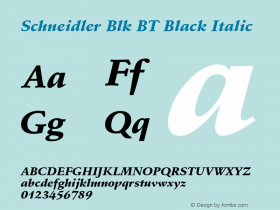 Schneidler Blk BT Black Italic mfgpctt-v4.4 Jan 1 1999图片样张