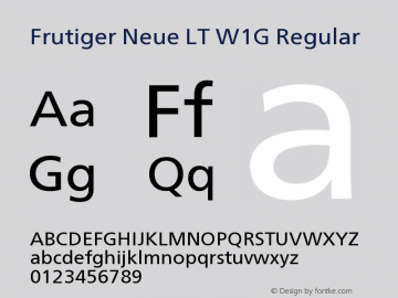 FrutigerNeueLTW1G-Regular Version 1.00 Font Sample