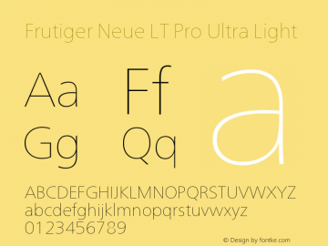 FrutigerNeueLTPro-UltLt Version 1.000;PS 001.000;hotconv 1.0.38图片样张