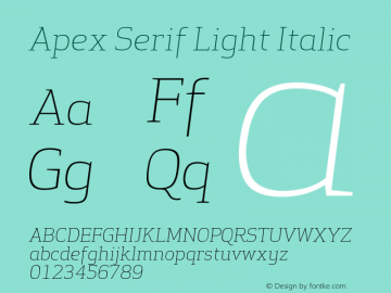 ApexSerif-LightItalic Version 5.000;PS 001.001;hotconv 1.0.38图片样张