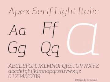 ApexSerif-LightItalic Version 5.000;PS 001.001;hotconv 1.0.38图片样张