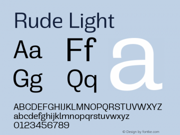 Rude-Light Version 1.000 Font Sample
