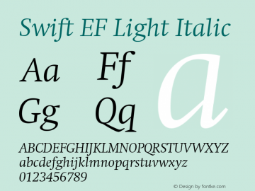 SwiftEF-LightItalic Version 001.002; t1 to otf conv图片样张