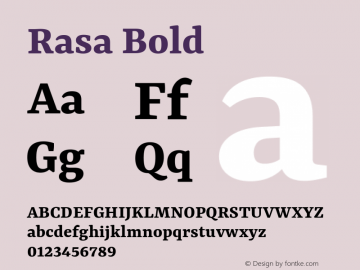 Rasa Bold Version 1.000;PS 1.000;hotconv 1.0.88;makeotf.lib2.5.647800; ttfautohint (v1.3.34-f4db) Font Sample