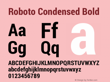 Roboto Condensed Bold Version 1.200311; 2013; build; 20140304 Font Sample