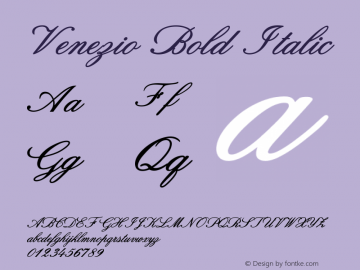 Venezio-BoldItalic Version 1.000 Font Sample