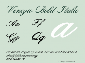Venezio-BoldItalic Version 1.000 Font Sample
