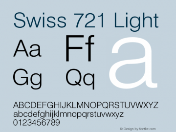 Swiss 721 Light Version 003.001 Font Sample