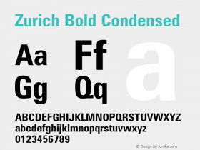 Zurich Bold Condensed Version 003.001 Font Sample