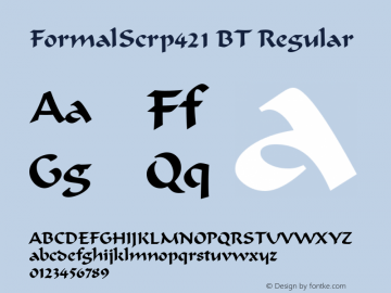 FormalScrp421 BT Regular mfgpctt-v1.50 Thursday, December 24, 1992 10:41:35 am (EST) Font Sample