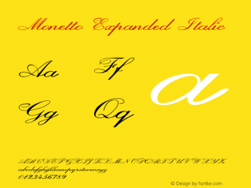Monetto-ExpandedItalic Version 1.000 Font Sample