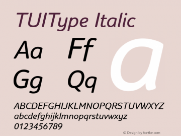 TUIType Italic DaMa TUIType Italic, V2 2001-12-19图片样张