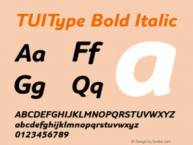 TUIType Bold Italic DaMa TUIType BoldItalic, Version 2 2001-12-19 Font Sample