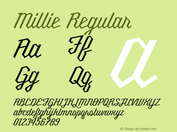 Millie Version 5.005;PS 005.005;hotconv 1.0.70;makeotf.lib2.5.58329 Font Sample