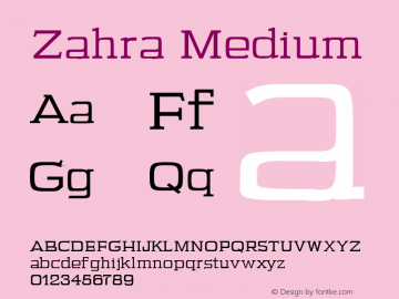 Zahra Medium Version 1.0 Font Sample