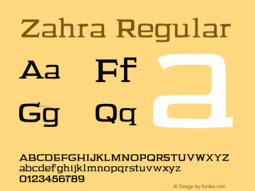 Zahra Regular Version 1.0 Font Sample