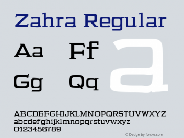 Zahra Regular Version 1.0 Font Sample