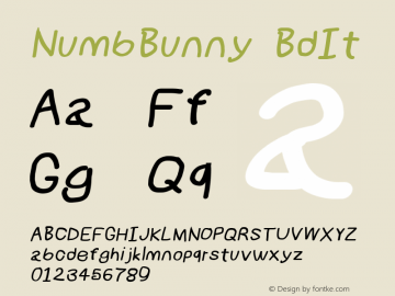 NumbBunny Bold Italic Version 1.0图片样张