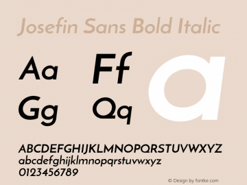 Josefin Sans Bold Italic Version 1.0 Font Sample